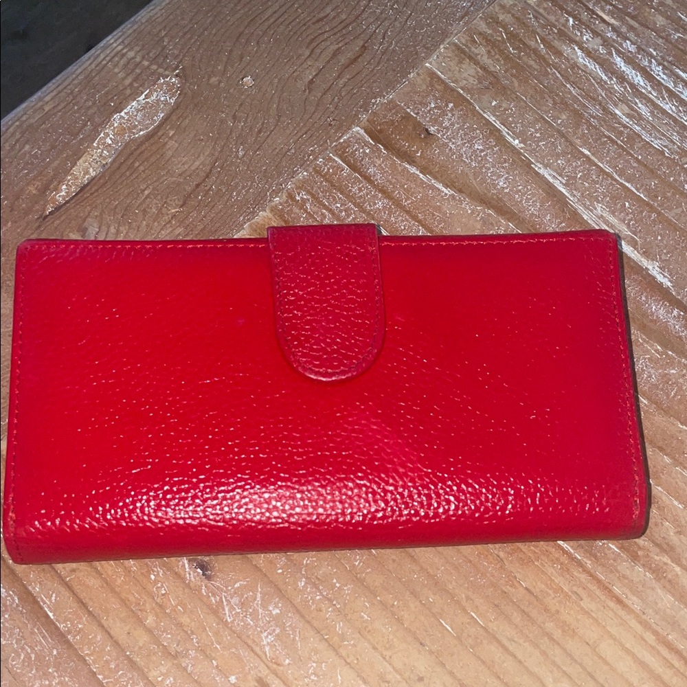 Vera Pelle Firenze Italy Multi Color Red  Genuine Leather Trifold  Wallet